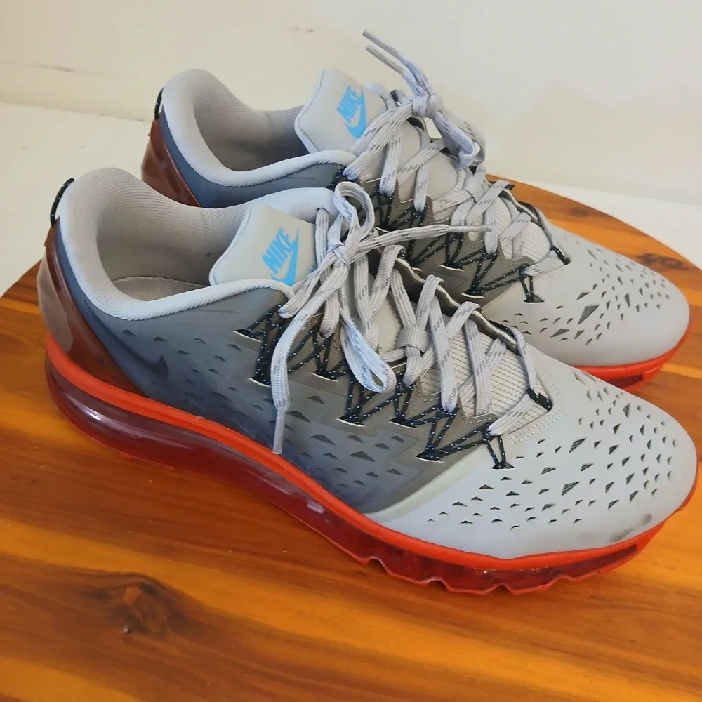 Nike Air Max Pacfly Mens 9 Gray Red Running Shoes Sneakers 707319-002